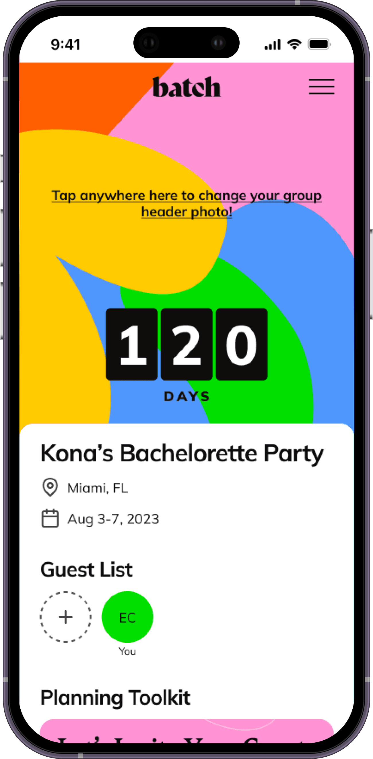 iPhone with the Batch app opened in the dashboard tab
